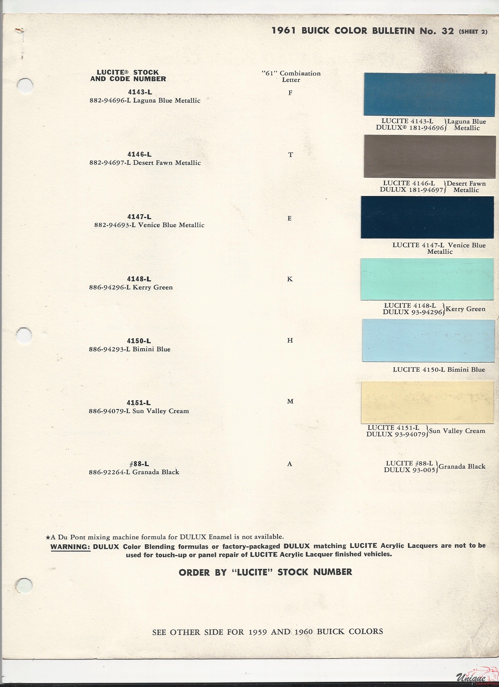 1961 Buick-2 Paint Charts